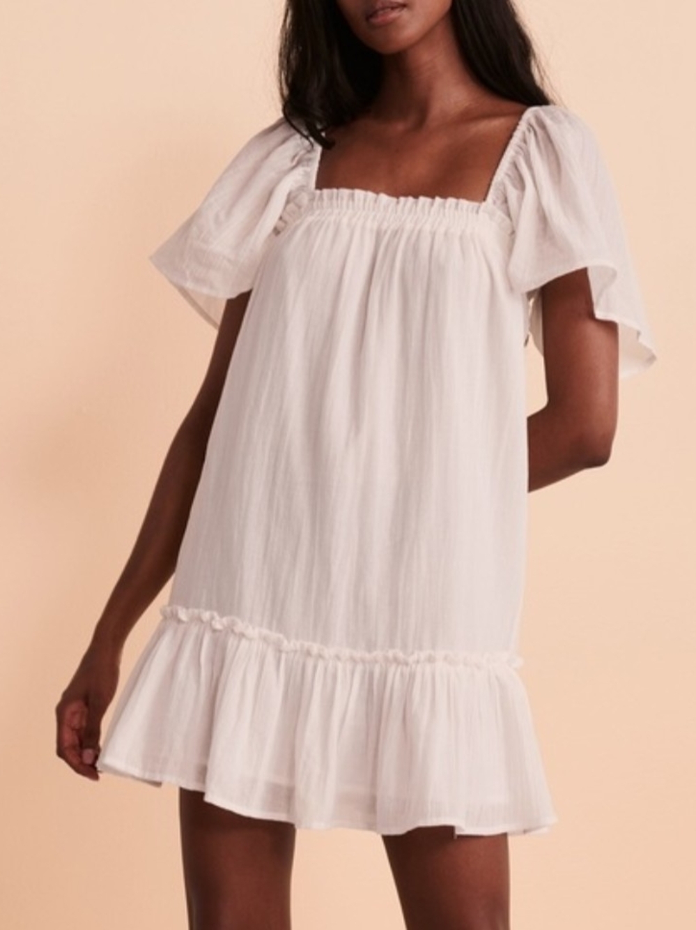Billabong White Smocked Waist Mini Dress
